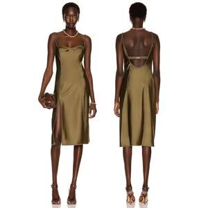 Anna October Dancer Bandeau Dress Satin Cocktail Party Olive Party Formal Gala M